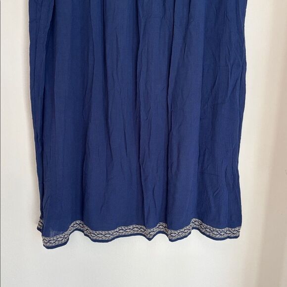 Lucky Brand Dark Blue Embroidered bohemian short sleeve casual Dress Women LG - Picture 3 of 12